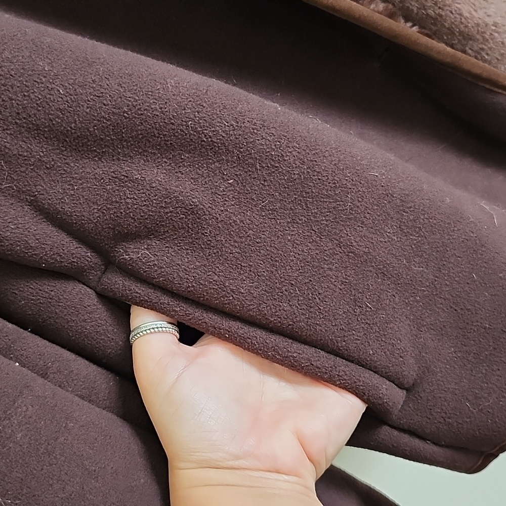 Coaco Vintage Brown Faux Suede Faux Fur Lined Jacket Cozy Chic Vegan Small - Picture 5 of 8